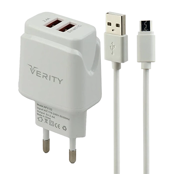 شارژر دیواری وریتی مدل AP-2121 به همراه کابل تبدیل microUSB